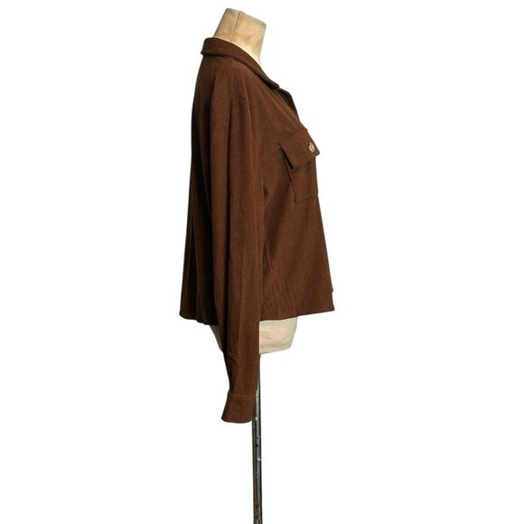 Zeagoo brown corduroy long sleeves button shacket size Medium - Picture 6 of 11